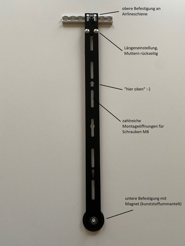 Tragbügel Multibracket für Airlineschienensystem VW T5 T6 Edelstahl schwarz matt