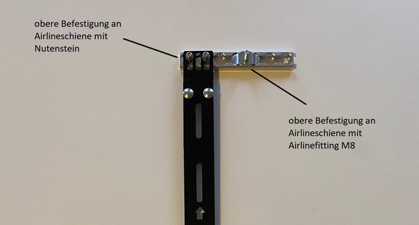 Tragbügel Multibracket für Airlineschienensystem VW T5 T6 Edelstahl schwarz matt Feinstruktur